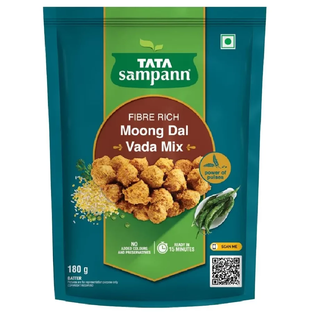 Tata Sampann Fibre Rich Moong Dal Vada Mix - Instant Ready To Cook, 180g-2.webp